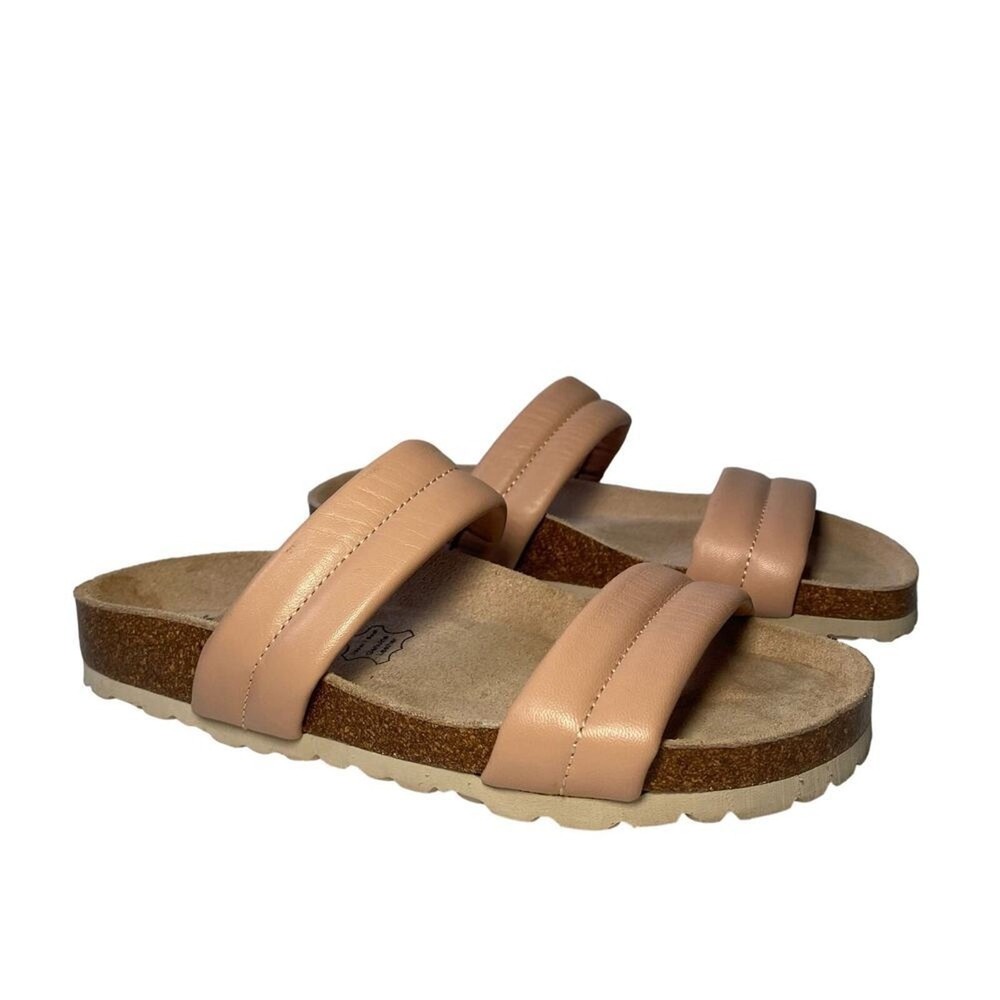 BioStep Women's Slide Sandals Two‎ Strap Cork Footbed Comfort Casual Shoes